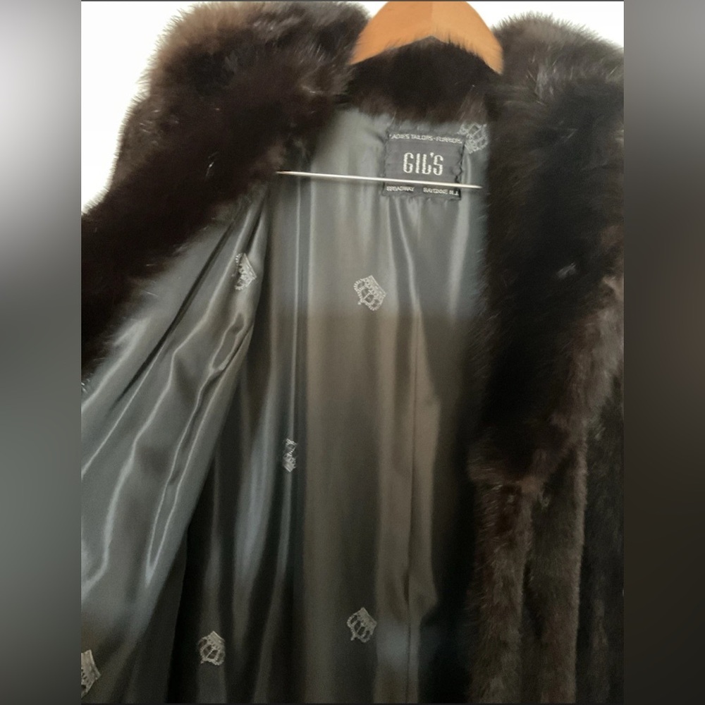 Chocolate Brown Mink Fur Long Coat S/M - Picture 2 of 10